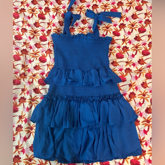 Fab’ric Blue Ruffle Mini Dress, Size Large - Picture 5 of 5
